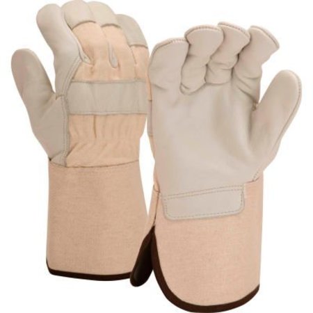 PYRAMEX Premium Grain Cowhide Leather Palm Gloves with Rubberized Gauntlet Cuff, Size Large - Pkg Qty 12 GL1004WL